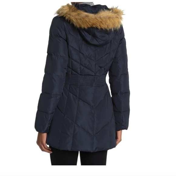 Cole Haan Puffer Down Faux Fur Trim Hooded Coat - Picture 2 of 11